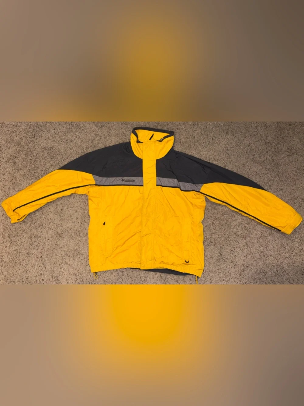 Vintage Men's Yellow Columbia Shell Jacket (Size Large)